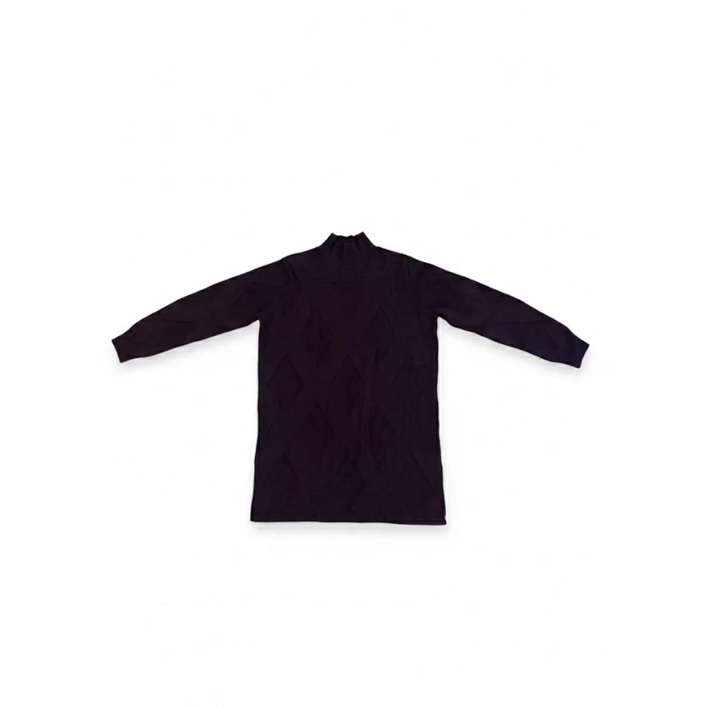 Cos Sweater Womens Maroon Size L Mock Neck Wool Quiet Luxury Diamond D‎ Preppy